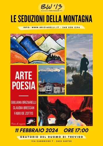 “Le seduzioni della montagna” - ARTE E POESIA - Spettacolo della compagnia “Fiori di cappero” di Claudia Bressan, Giuliana Briziarelli e Fabio De Zottis “Le seduzioni della montagna” - ARTE E POESIA - Spettacolo della compagnia “Fiori di cappero” di Claudia Bressan, Giuliana Briziarelli e Fabio De Zottis